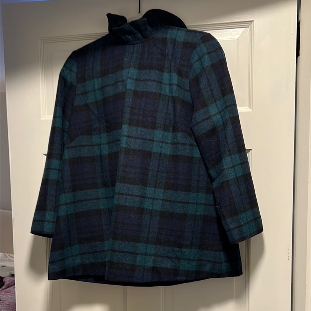 Tuckernuck Women's Checkered Cape in Black and Teal